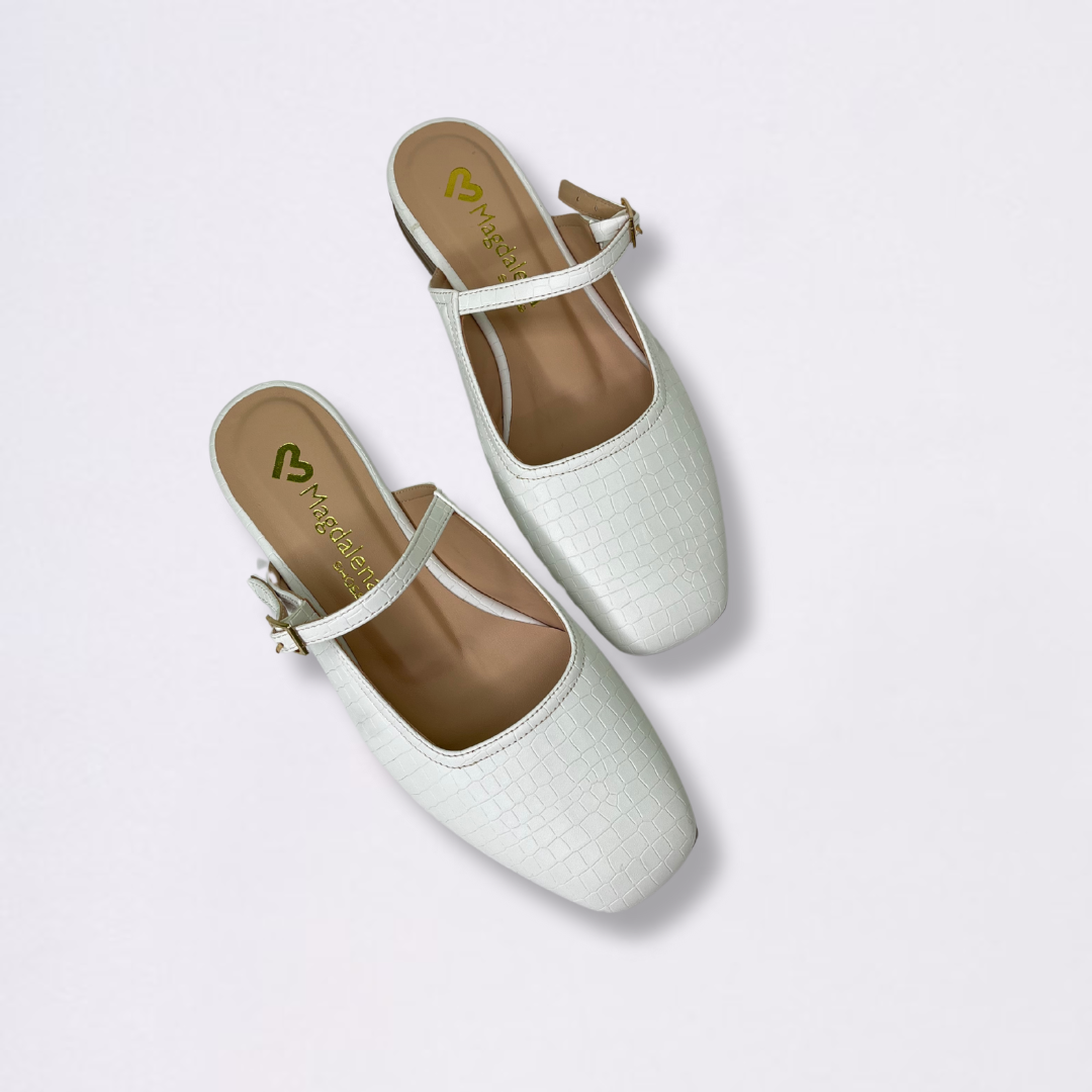 Mules Croco Blanco