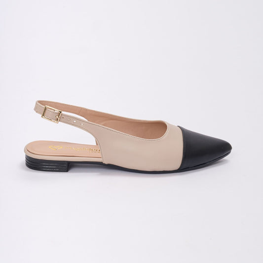 Ballerinas Slingback Paris Beige Negro Mujer 743