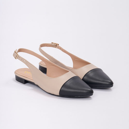 Ballerinas Slingback Paris Beige Negro Mujer 743