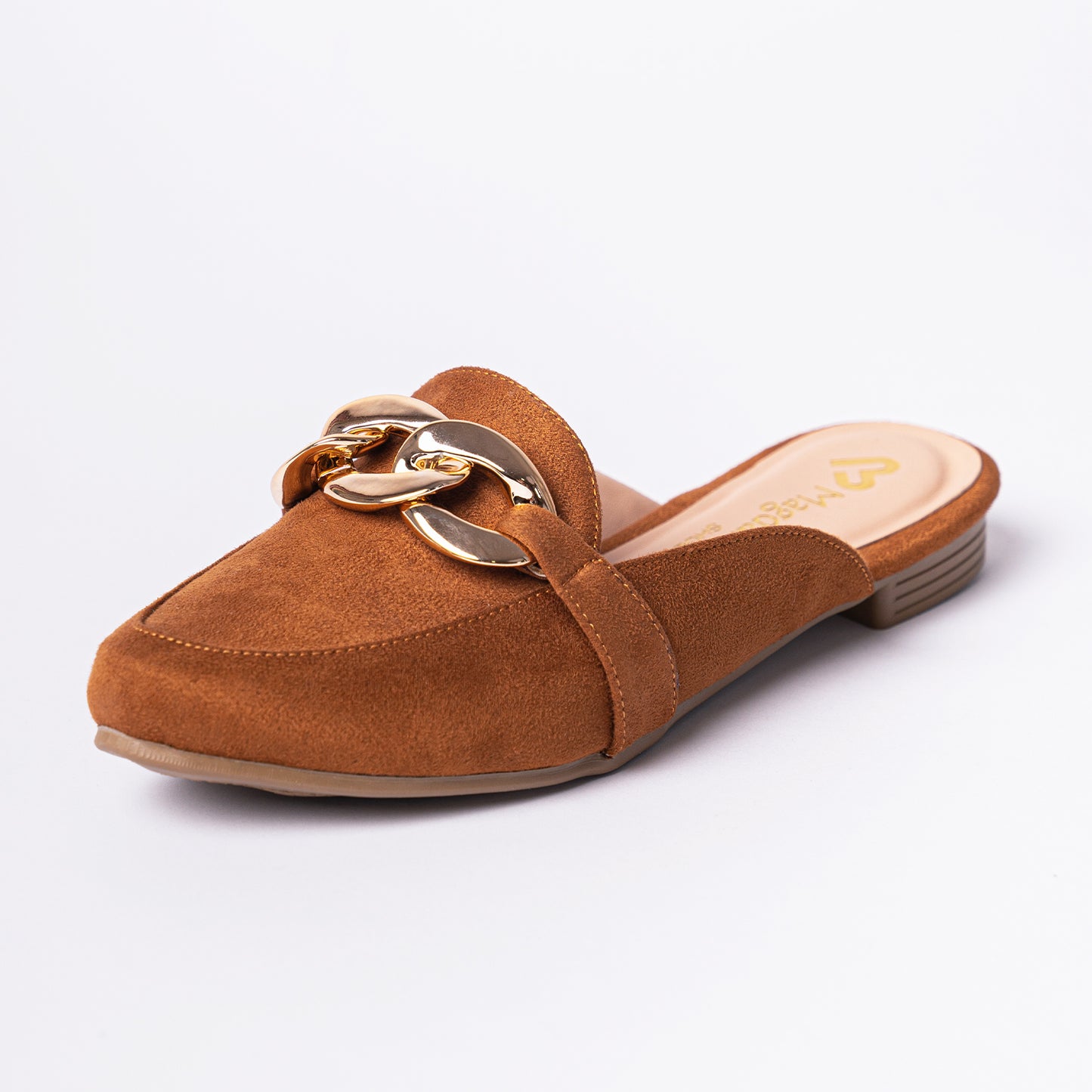 Zapatos Mules Mujer Maxi Cadena Camel