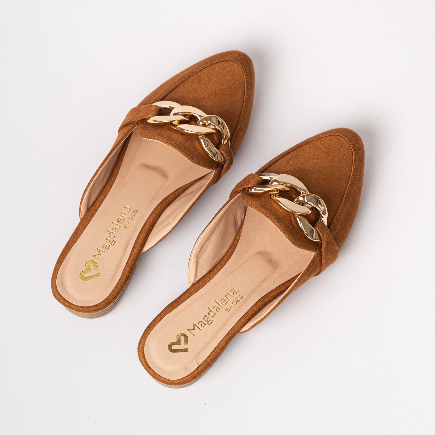 Zapatos Mules Mujer Maxi Cadena Camel