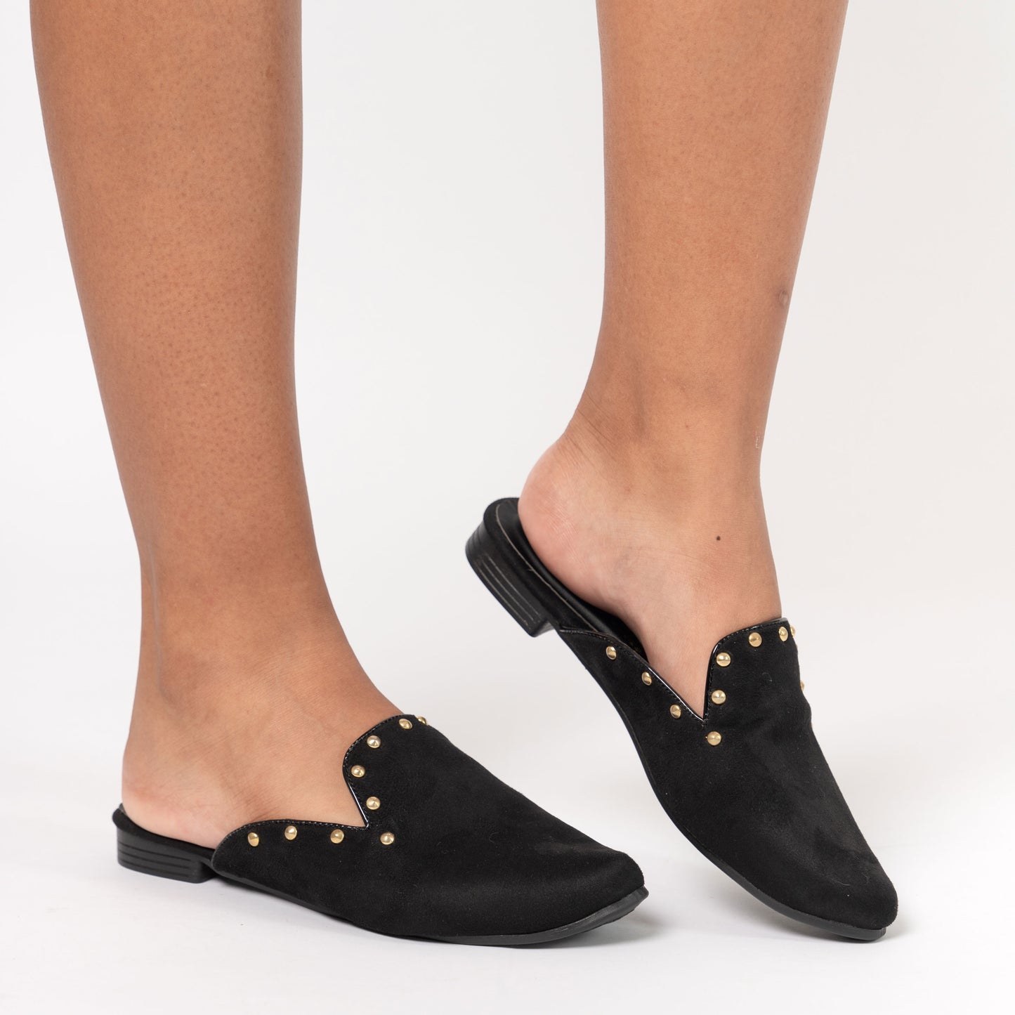 Zapatos Mules Mujer Tachas Negro