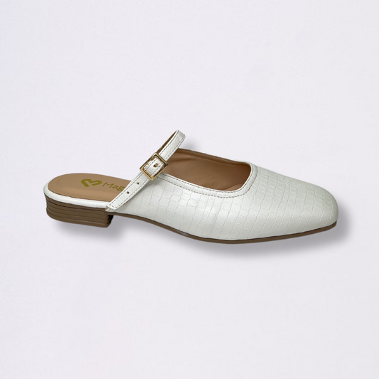 Mules Croco Blanco