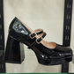 Zapatos Mary Jane con Plataforma Negro charol