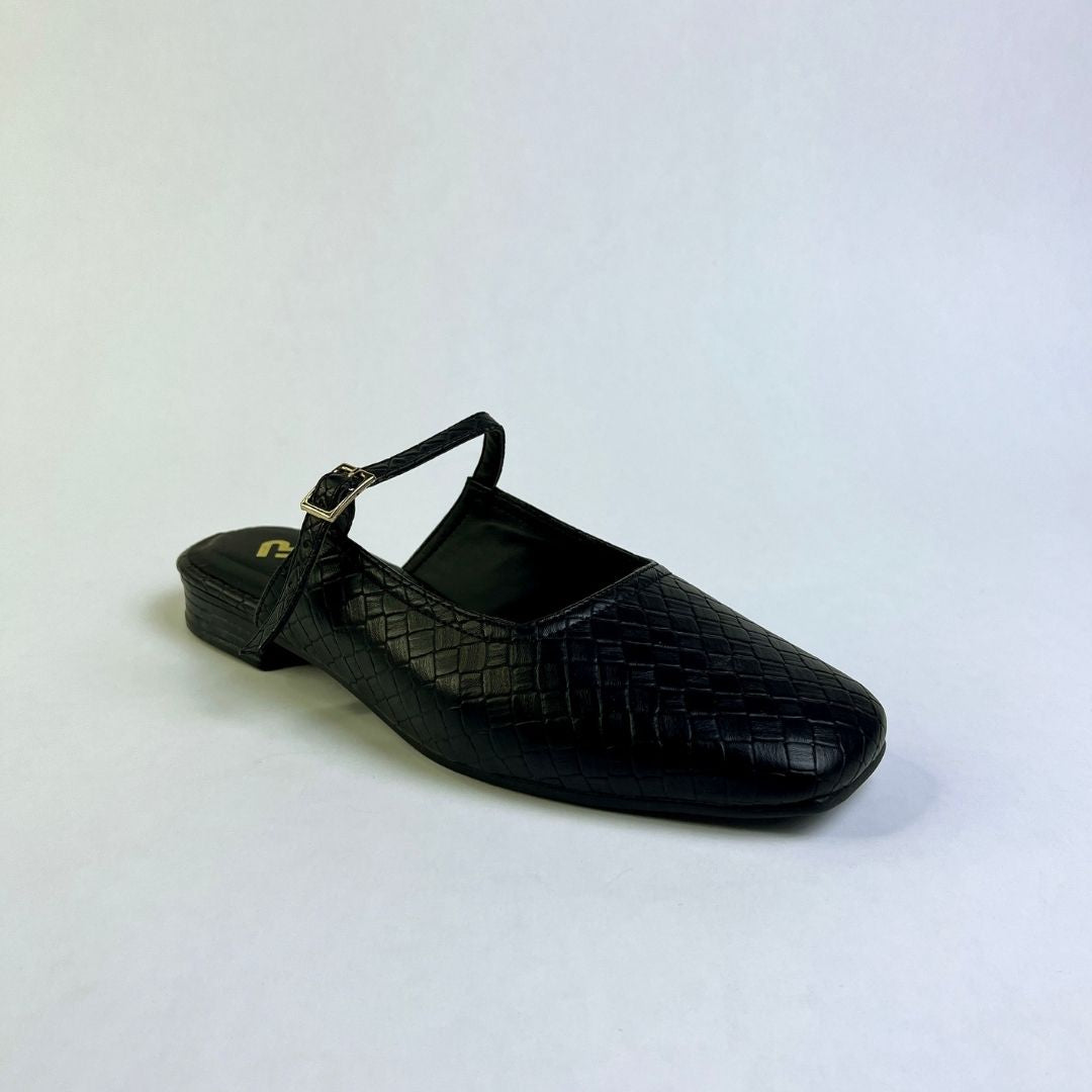 BALLERINAS CROCO NEGRO MUJER 723A