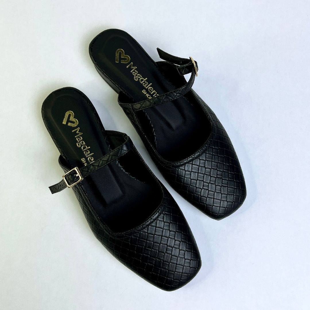 BALLERINAS CROCO NEGRO MUJER 723A