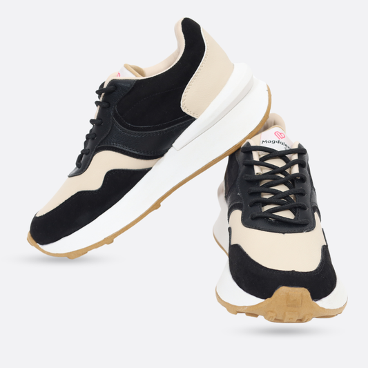 Zapatillas Mujer Aria 870 Beige con negro