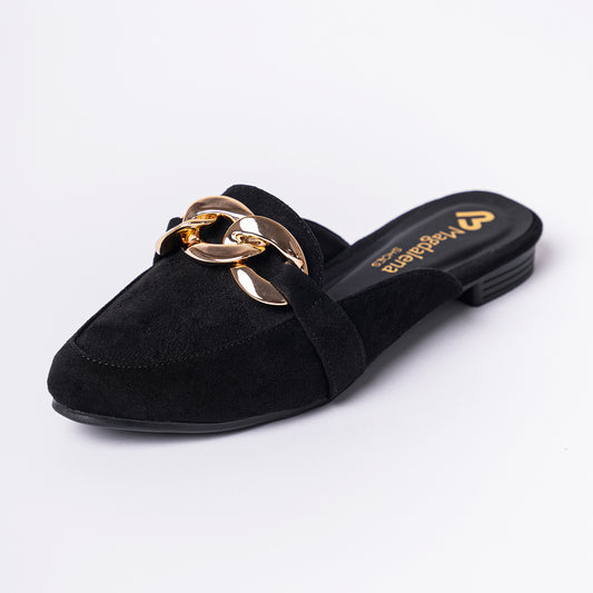 Zapatos Mules Mujer Maxi Cadena Negro
