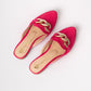 Zapatos Mules Mujer Maxi Cadena Fuxia