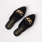 Zapatos Mules Mujer Maxi Cadena Negro