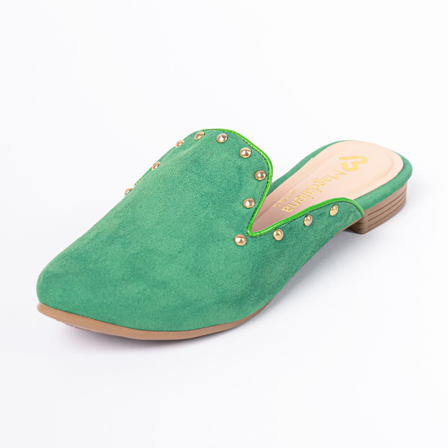 Zapatos Mules Mujer Tachas Verde