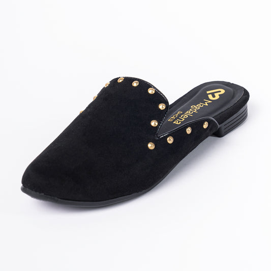 Zapatos Mules Mujer Tachas Negro