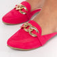 Zapatos Mules Mujer Maxi Cadena Fuxia