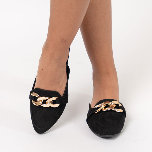 Zapatos Mules Mujer Maxi Cadena Negro