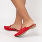 Zapatos Mules Mujer Tachas Rojo